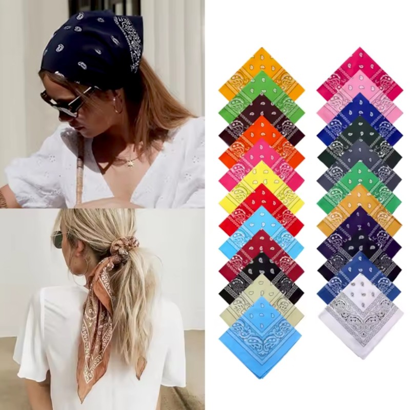 Czerwona Bandana Bandamka Paisley 53x53cm 100% Bawełna