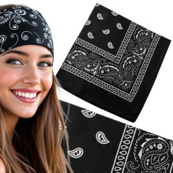 Bandana Paisley Czarna 53x53cm 100% Bawełna