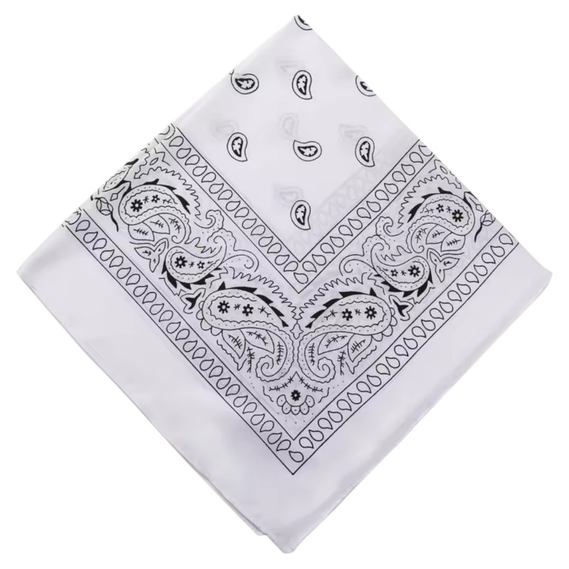 Biała Bandana Chusta Paisley 53x53cm 100% Bawełna