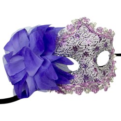 Koronkowa Maska Wenecka z Kwiatem Karnawał
