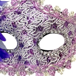 Koronkowa Maska Wenecka z Kwiatem Karnawał