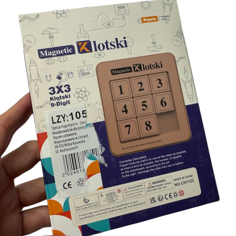 Zabawka Klotski Magnetyczne Cyfry 3x3 Przesuwanka Liczbowa