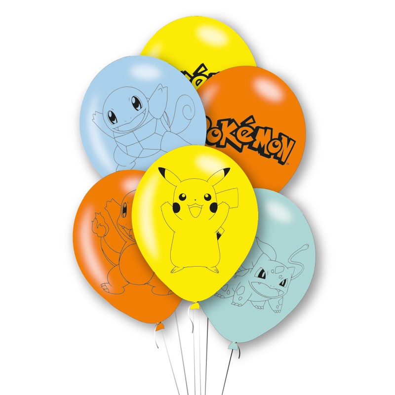 Balony Lateksowe z Nadrukiem Pokémon 6 szt.
