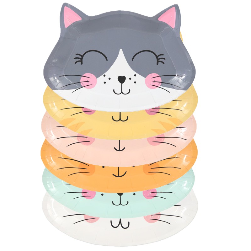 Talerzyki Papierowe Kotki 6 szt. Zestaw