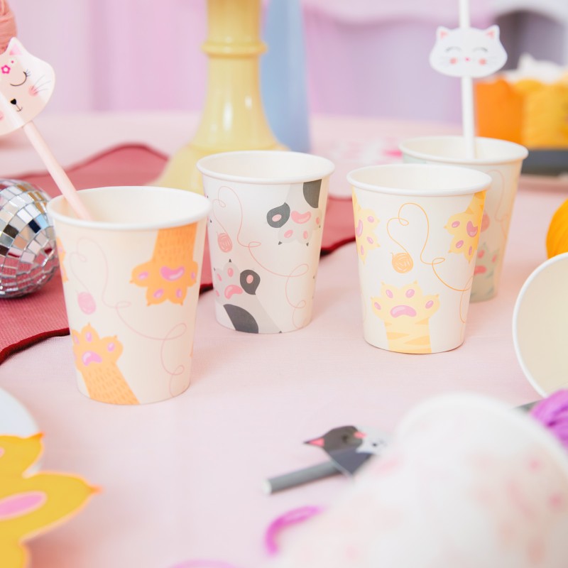 Kubki Papierowe Kotki 220ml Zestaw 6 sztuk