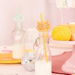 Zestaw Słomek Papierowych z Motywem Kotków  6szt