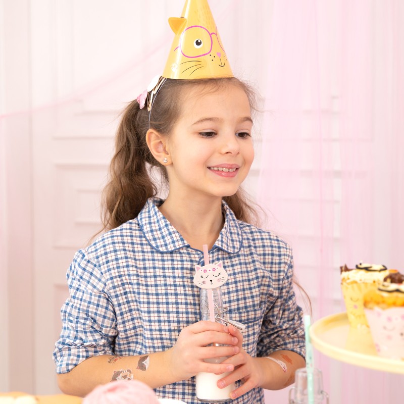 Zestaw Słomek Papierowych z Motywem Kotków  6szt