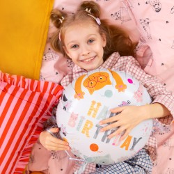 Balon foliowy Happy Birthday z kotkami 45 cm Kotki