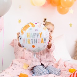Balon foliowy Happy Birthday z kotkami 45 cm Kotki