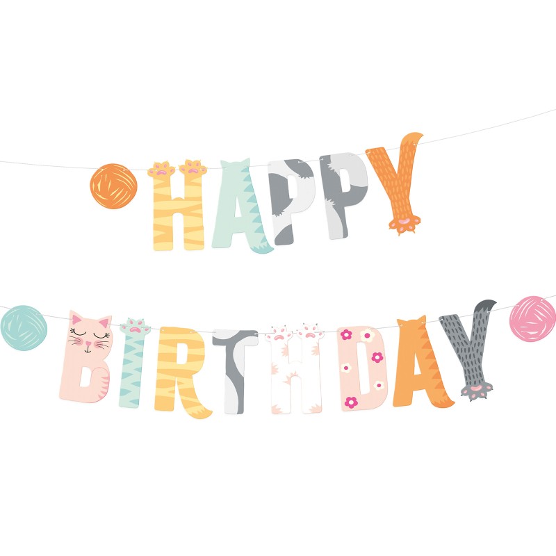 Baner Urodzinowy Happy Birthday z Motywem Kotków