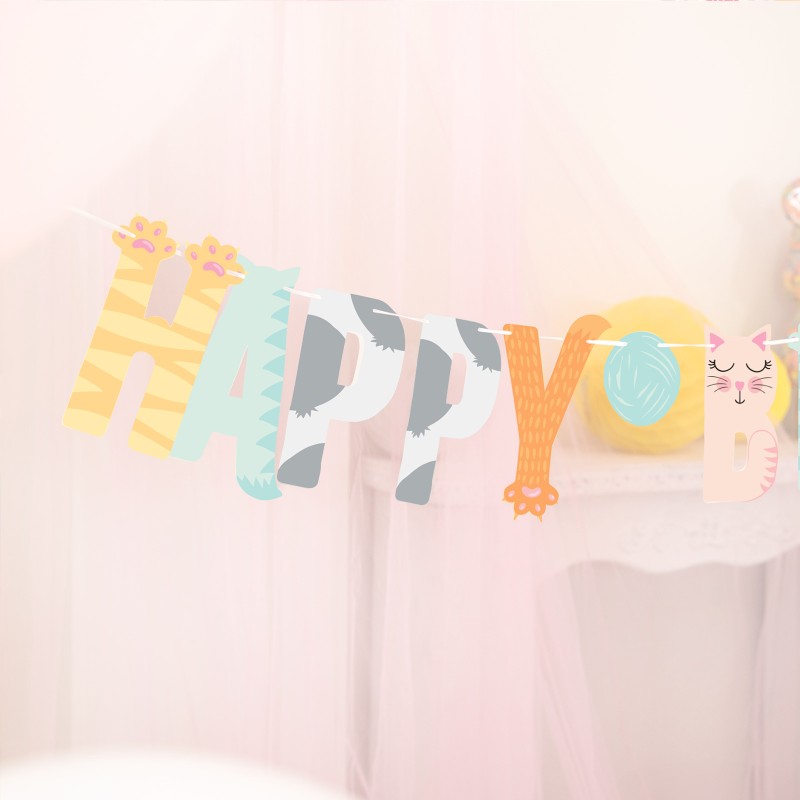 Baner Urodzinowy Happy Birthday z Motywem Kotków