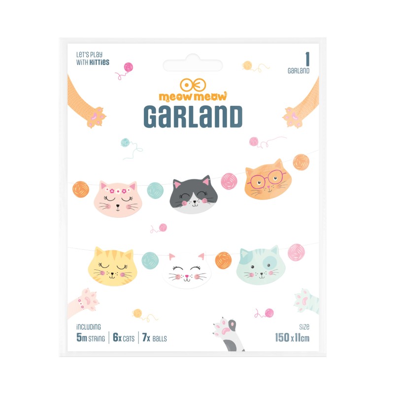 Girlanda imprezowa z Kotkami 150cm