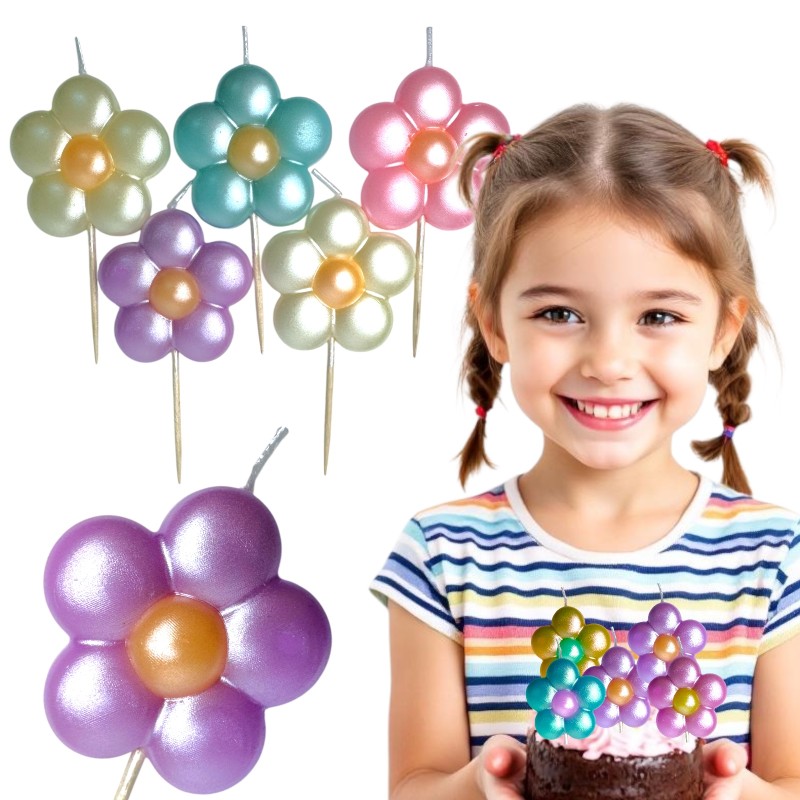 Urocze świeczki Pastelowe kwiatki 5szt.