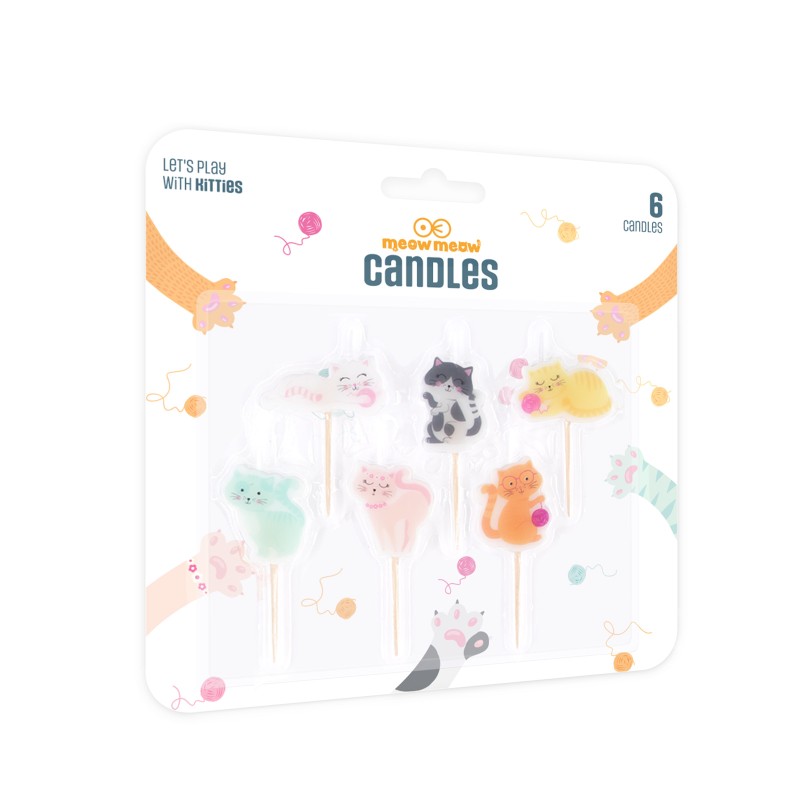 Świeczki urodzinowe Kotki 6szt. zestaw