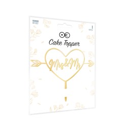 Topper na tort Mrs & Mr Ślub Wesele serce dekoracja