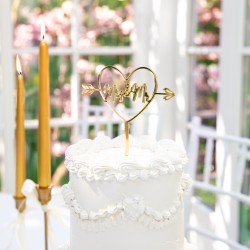 Topper na tort Mrs & Mr Ślub Wesele serce dekoracja