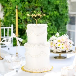 Topper na tort Mrs & Mr Ślub Wesele serce dekoracja