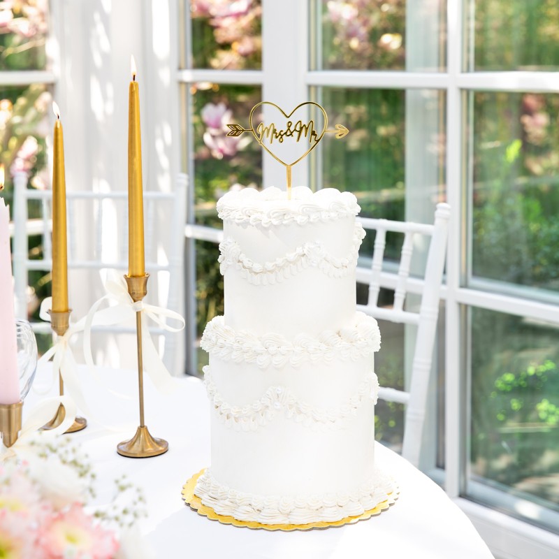 Topper na tort Mrs & Mr Ślub Wesele serce dekoracja