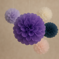 Pompon bibułowy fioletowy 35 cm