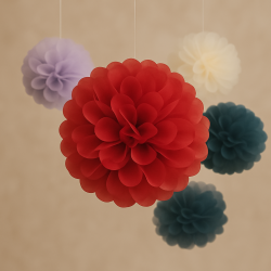 Pompon bibułowy czerwony 35 cm