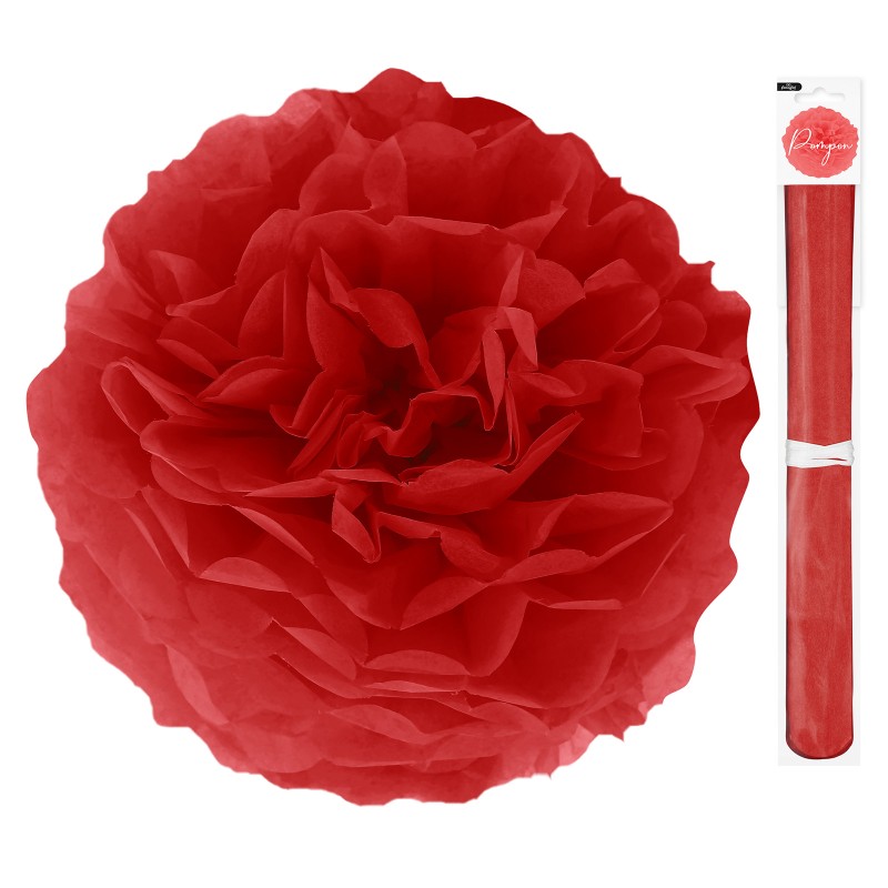 Pompon bibułowy czerwony 35 cm