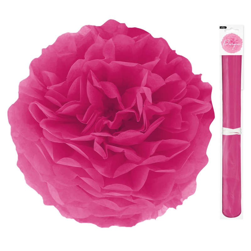 Pompon bibułowy różowy fuksja 35 cm