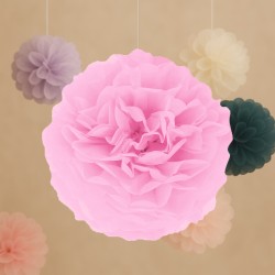Pompon bibułowy jasny różowy 35 cm