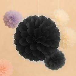 Pompon bibułowy czarny 35cm