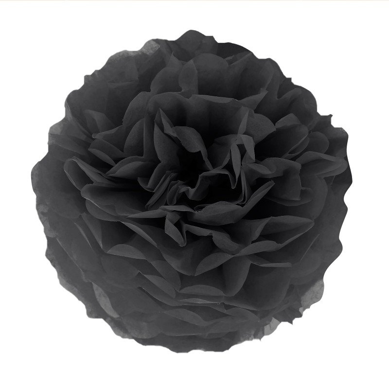 Pompon bibułowy czarny 35cm