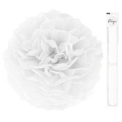 Pompon bibułowy biały 35 cm