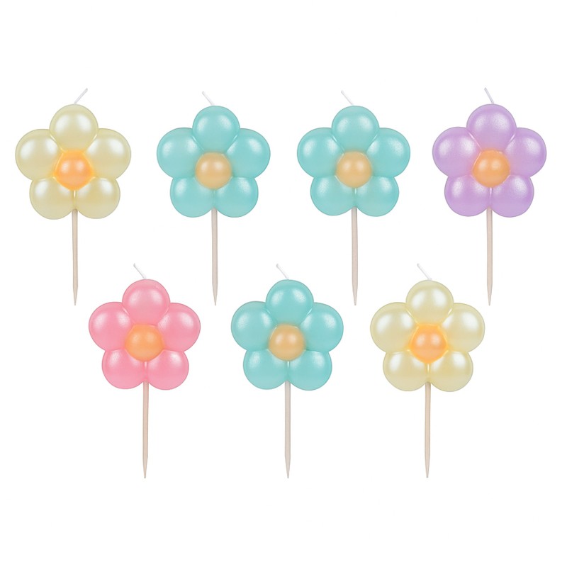 Urocze świeczki Pastelowe kwiatki 5szt.