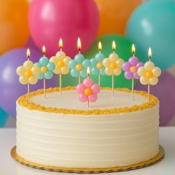 Urocze świeczki Pastelowe kwiatki 5szt.