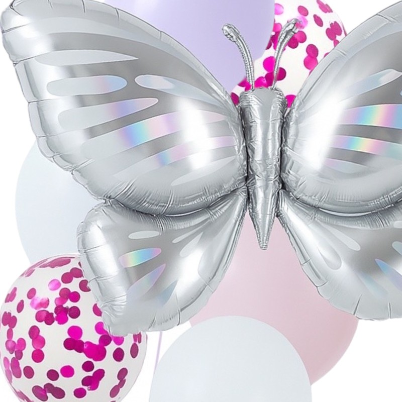 Zestaw balonów z Fioletową Cyfrą motylem