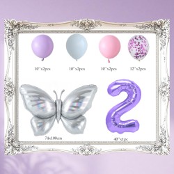 Zestaw balonów z Fioletową Cyfrą motylem