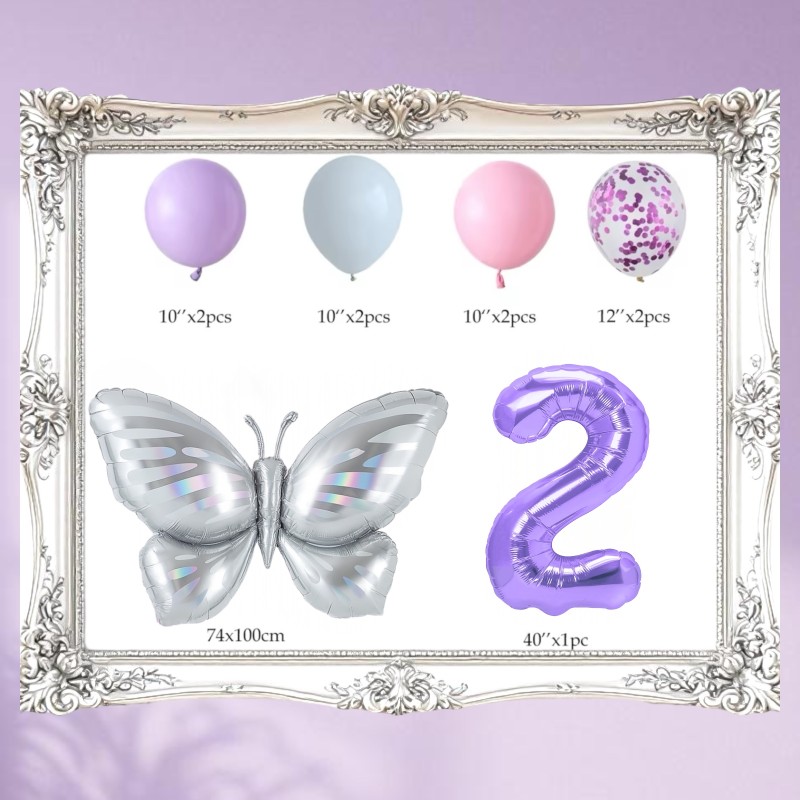 Zestaw balonów z Fioletową Cyfrą motylem