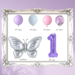 Zestaw balonów z Fioletową Cyfrą motylem