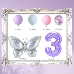 Zestaw balonów z Fioletową Cyfrą motylem