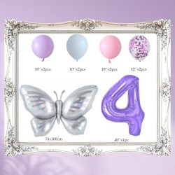 Zestaw balonów z Fioletową Cyfrą motylem