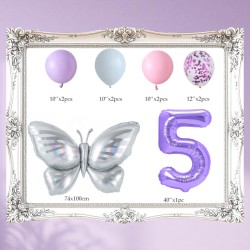 Zestaw balonów z Fioletową Cyfrą motylem