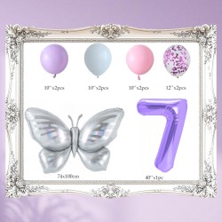 Zestaw balonów z Fioletową Cyfrą motylem