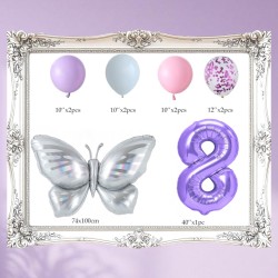 Zestaw balonów z Fioletową Cyfrą motylem