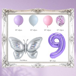 Zestaw balonów z Fioletową Cyfrą motylem