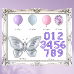 Zestaw balonów z Fioletową Cyfrą motylem