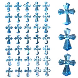 Kryształki naklejki DIY krzyżyki niebieskie 24szt.