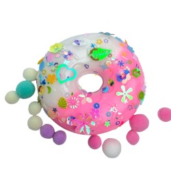 Squishy Donut Ciastko z Cekinami i Pomponami 7,5cm