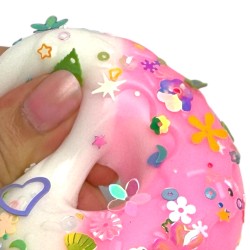 Squishy Donut Ciastko z Cekinami i Pomponami 7,5cm