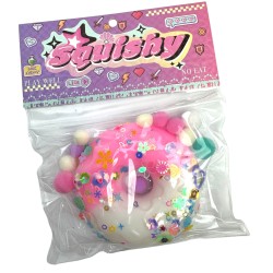 Squishy Donut Ciastko z Cekinami i Pomponami 7,5cm