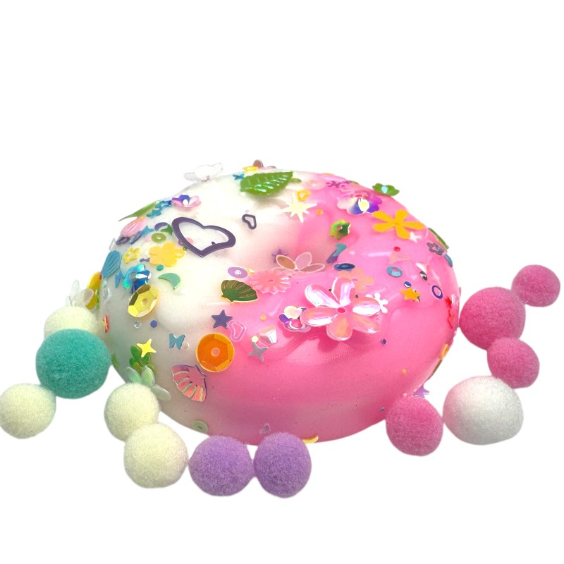 Squishy Donut z Cekinami i Pomponami 7,5cm