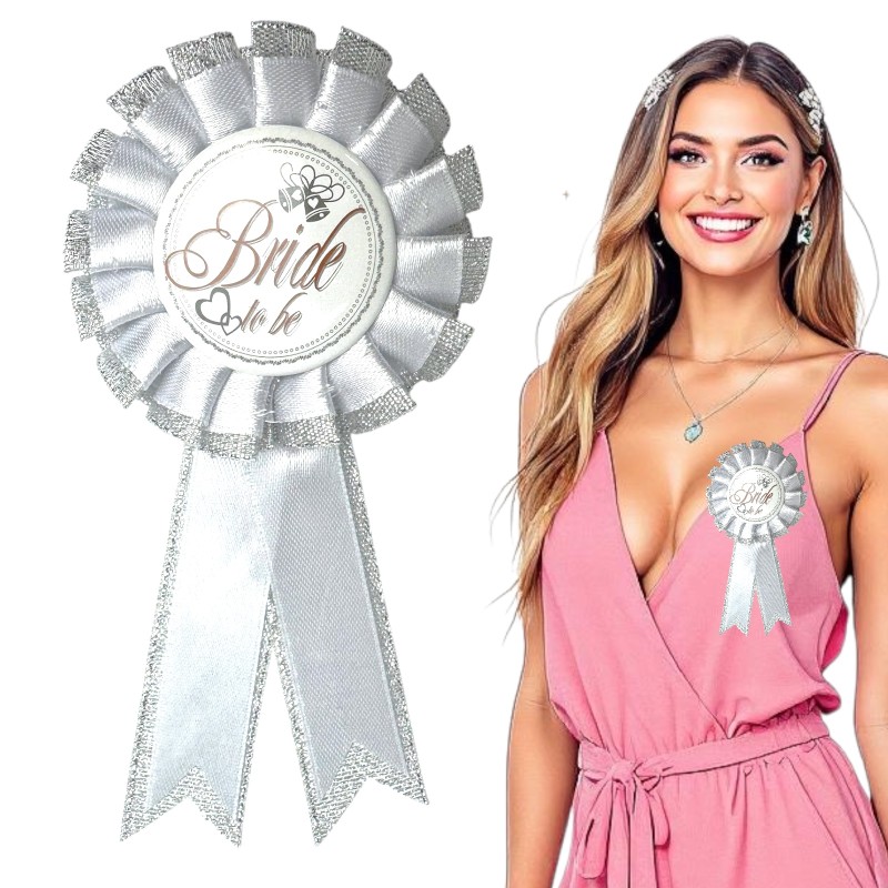 Kotylion Bride to Be Srebrny na Wieczór Panieński