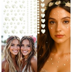 Perłowe Naklejki Serduszka FaceGem Boho